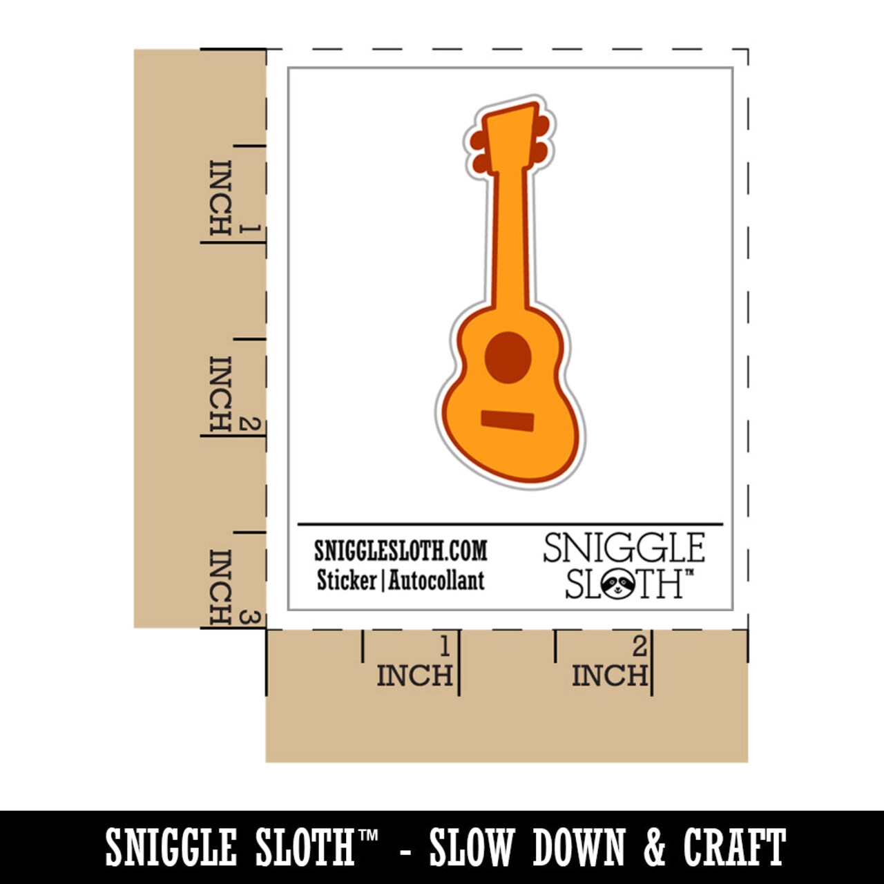 Ukulele Music Instrument Doodle Waterproof Vinyl Phone Tablet Laptop Water Bottle Sticker Set - 5 Pack